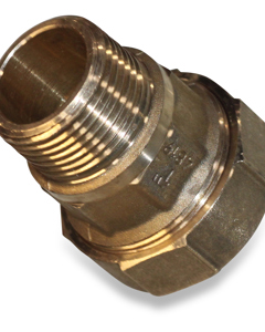 Screw union brs 1"m x 32 f/hose PE